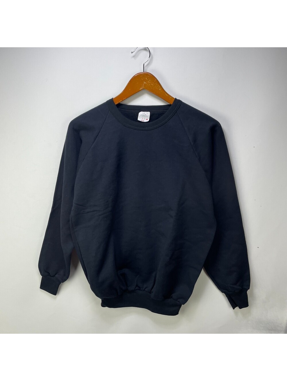 Vintage 80s Blank Black Raglan Crewneck Sweatshirt M